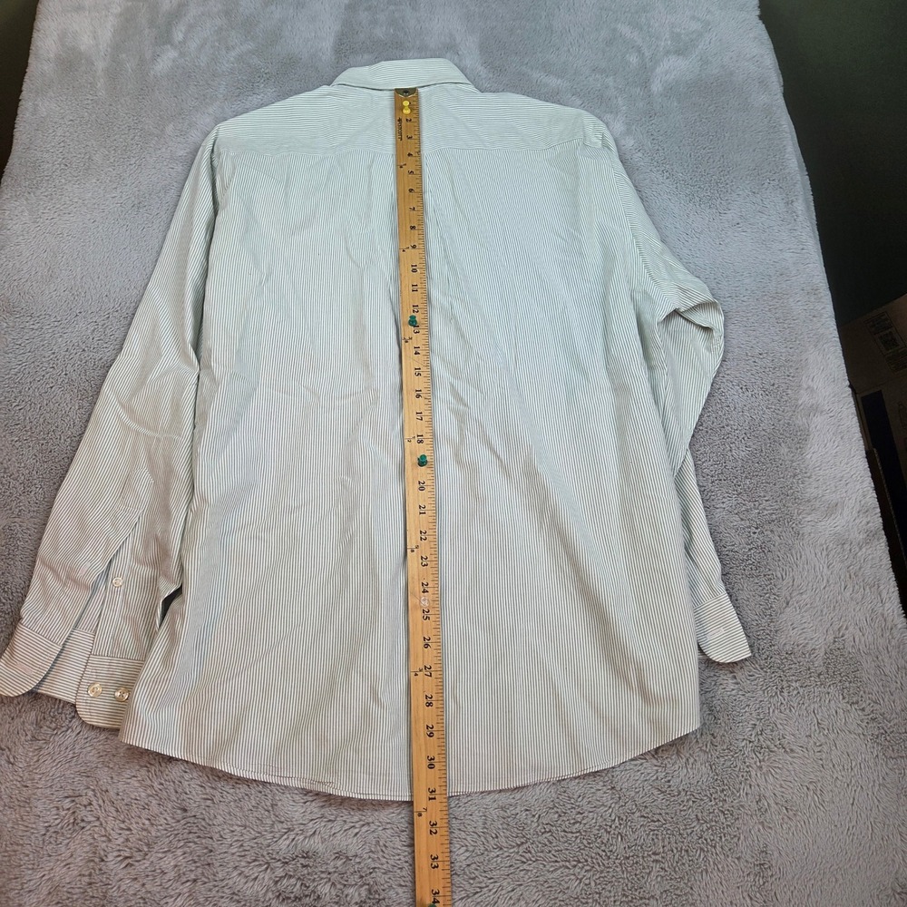 Brooks Brothers Button Down Shirt Men M Pinstripe Long Sleeve Cotton Green White - Picture 5 of 5